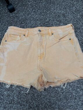 American Eagle Outfitters Peach Tie-Dye High-Rise Denim Shorts